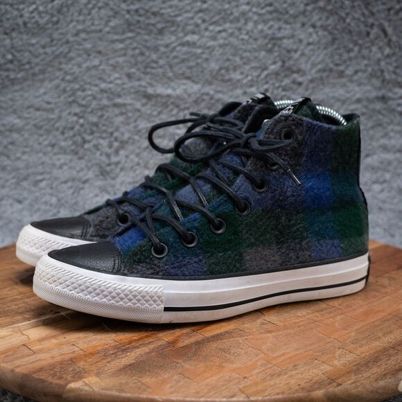 Converse x Woolrich Chuck Taylor All Star Plaid Blue Green 153835C Women's Sz 5 - Picture 3 of 9